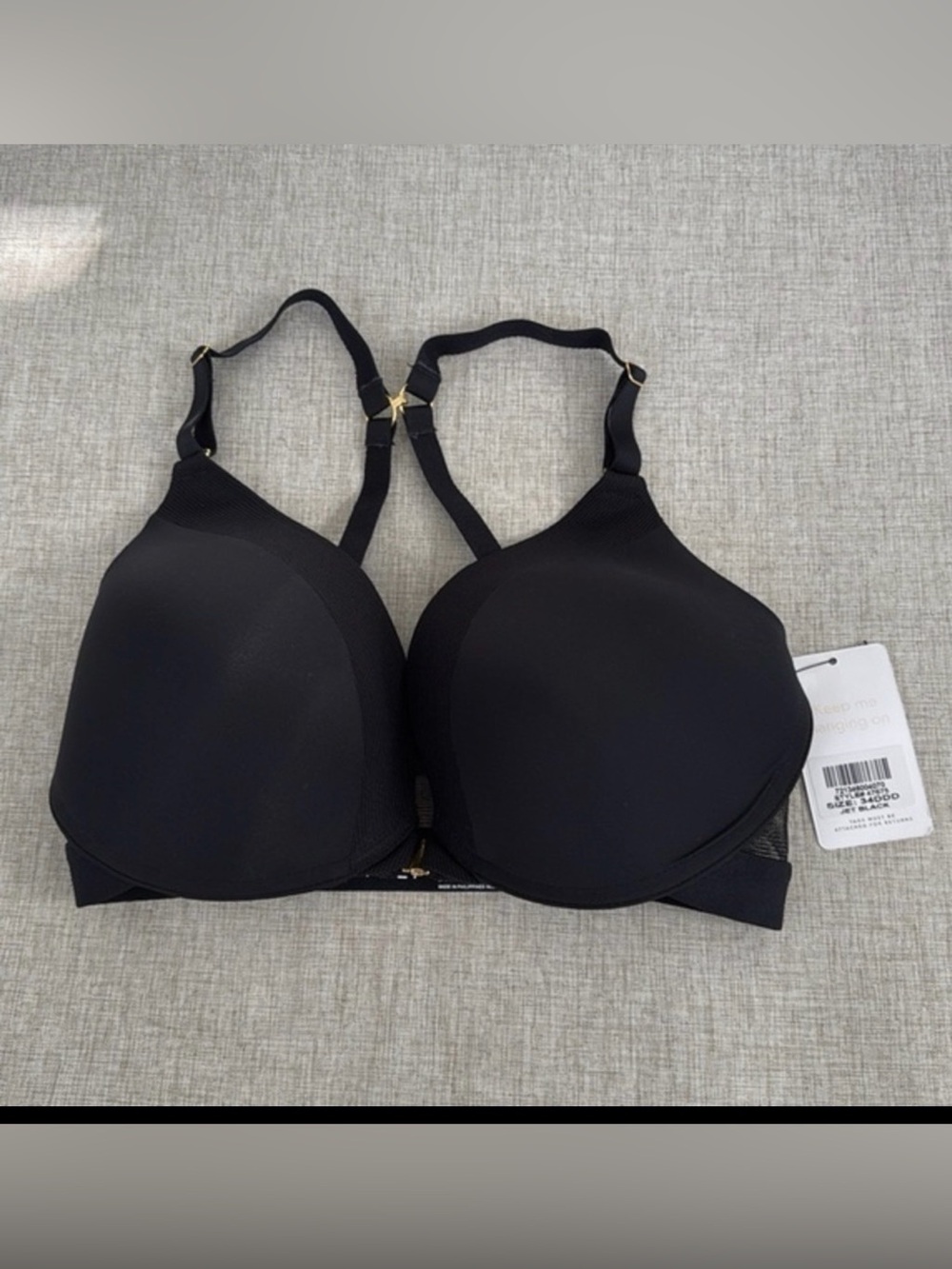 Lively The Front Close black wireless J hook‎ t shirt bra black 34DDD